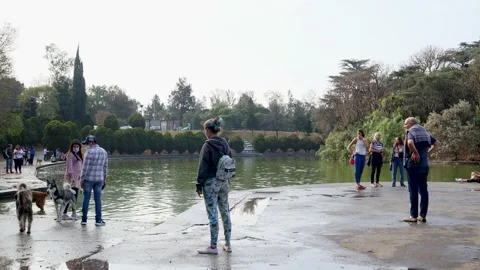 People next to one of the lakes in Chapultepec Stock Footage 171433817