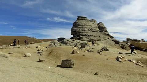 People Next To The Sphinx Bucegi Mountains Video stock 102381036