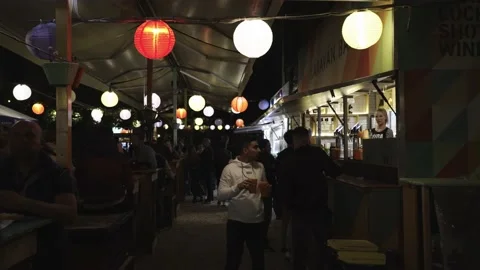 People in a Night Restaurant Video stock 197327076