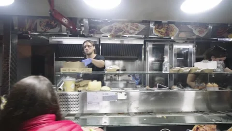 People in a Night Restaurant Stock Footage 197327083