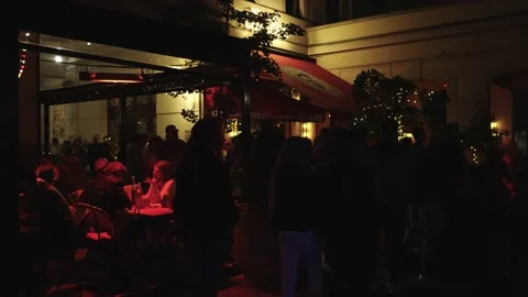 People in a Night Restaurant Stock Footage 197327095