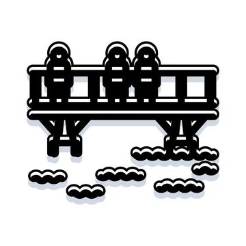 People observing landscape from bridge viewing deck Illustrazione stock