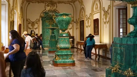 People observing objects from the time of Emperor Maximilian Stock Footage 157744474