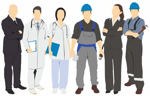 People occupation full length set different career	 Stock Illustration