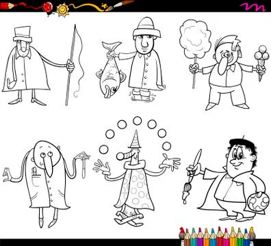 People occupations coloring page Stock Illustration
