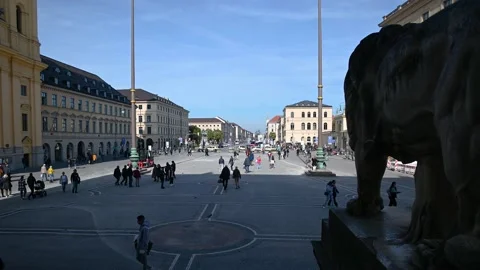 People on Odeonsplatz square in Munchen, Germany Stock Footage 167561947