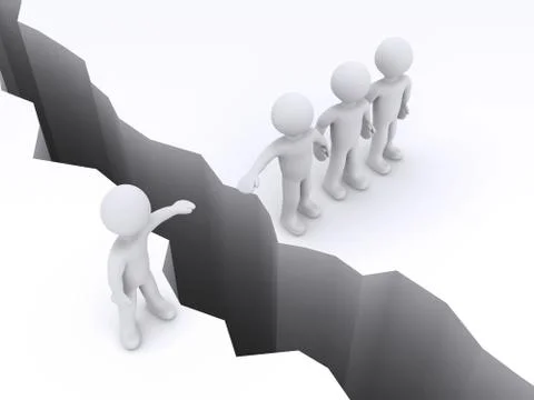 People offer help to another to cross gap Stock Illustration