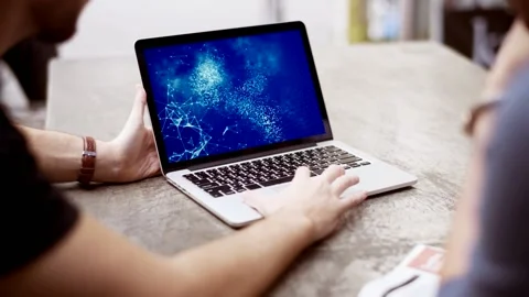 People in the office around the computer Stock Footage 135812351