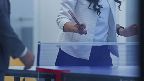 People in office clothes playing table tennis. Stock Footage 308508287