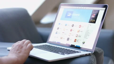 People in the office selects applications from app store Stock Footage 50181166