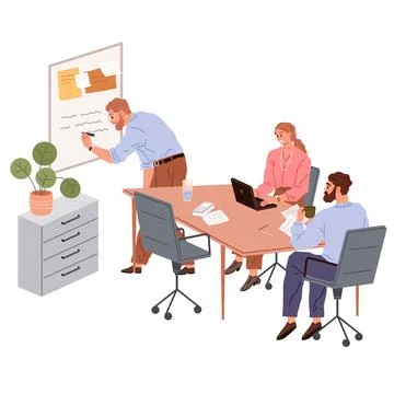 People office work. Office workers value contributions of each team member in Illustrazione stock