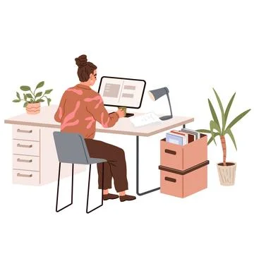 People office work. A worker employee demonstrates professionalism and integrity Stock Illustration