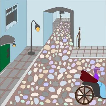 People in the old town. 스톡 일러스트