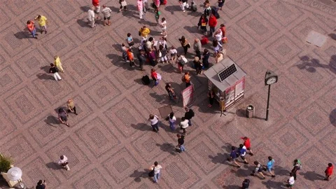 People on Old Town Square in Prague from above Stock Footage 82698822