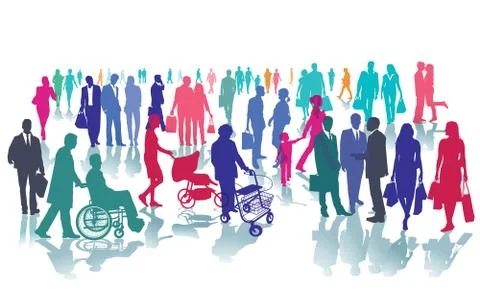 People in one place Stock Illustration