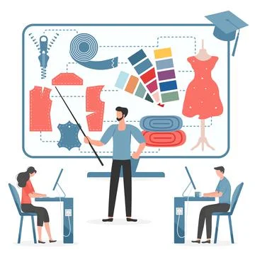People Online course Workshop Sewing Tailoring Stock Illustration