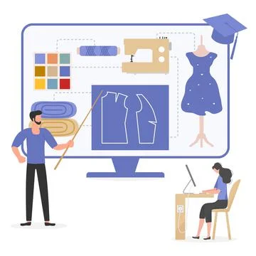 People Online course Workshop Sewing Tailoring Stock Illustration
