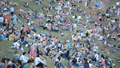 People in an open-air park on the grass Stock Footage 143294652