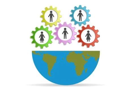 People operating the world Stock Illustration