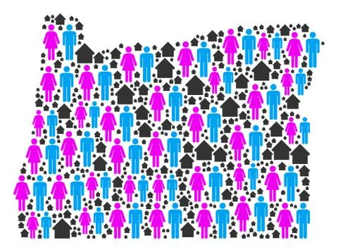 People Oregon State Map Stock Illustration