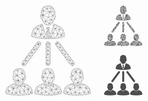 People Organization Structure Vector Mesh Carcass Model and Triangle Mosaic Icon Ilustración de archivo