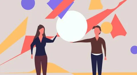 People organize abstract shape vector flat illustration teamwork. Character m Stock Illustration