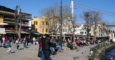 People at the Ortakoy square 4K Video stock 49097718