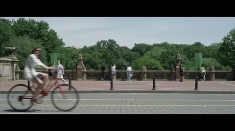 People overlook park from railing Stock Footage 57310481
