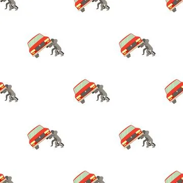 People overturned car pattern seamless vector Stock Illustration