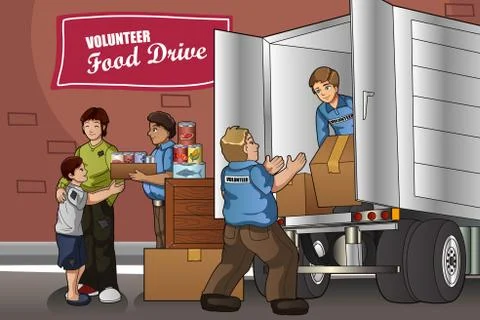 People Packing up Donation Boxes Stock Illustration