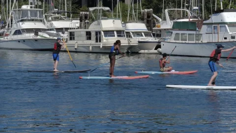People on paddleboards. 스톡 동영상 157415421