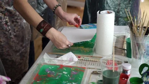 People painting turkish traditional pictures Stock Footage