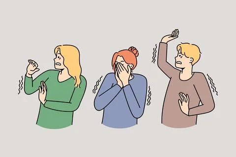 People in panic feeling terrified 库存插图