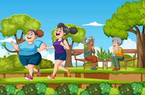 People at the park doing different activities Ilustração Stock