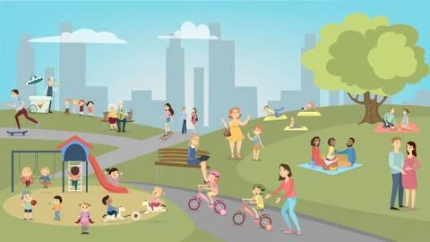 People in park. Ilustración de archivo