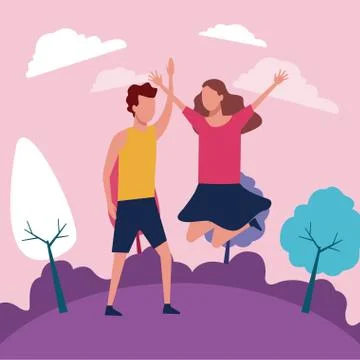 People at park Stock Illustration