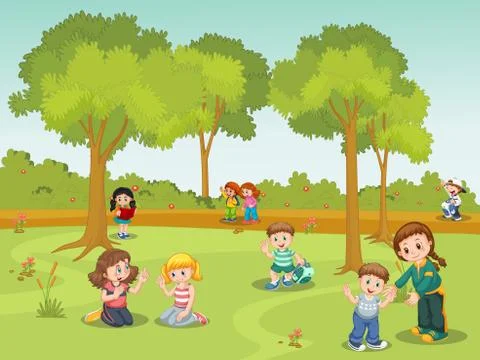 People at the park Ilustração Stock