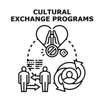 People participating in cultural exchange programs illustration Stock Illustration