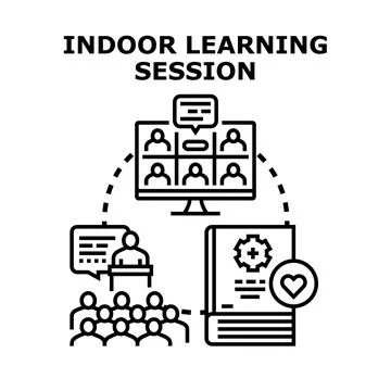 People participating in hybrid learning session technology concept Stock Illustration