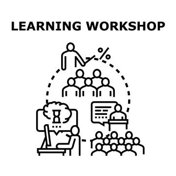 People participating in learning workshop and business education training Stock Illustration