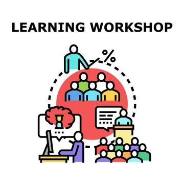 People participating in learning workshop and business education training Stock Illustration