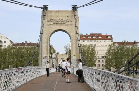 People on the Passerelle du College Stock Photos