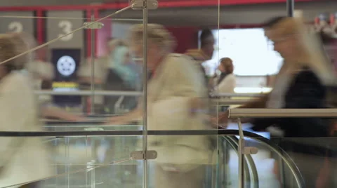 People passing escalator  Stock Footage 4167028