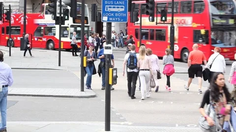 People passing by at Piccadilly Circus Stock Footage 166368735