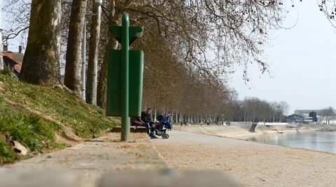 People Passing By The River Side Speed Up Stock Footage 47336321