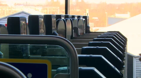 People Passing Through Ticket Barriers Stock Footage 61487350