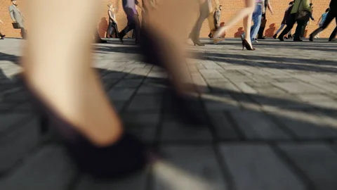 People passing by off to work, busy crowd Stock Footage 143394076
