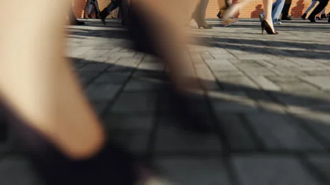 People passing by off to work, busy crowd Stock Footage 146638017