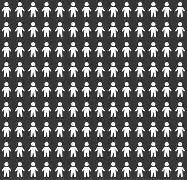 People Pattern. Seamless Background on Black. Vector Illustrazione stock