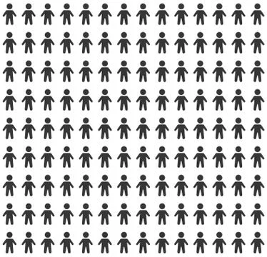 People Pattern. Seamless Background on White. Vector Illustrazione stock